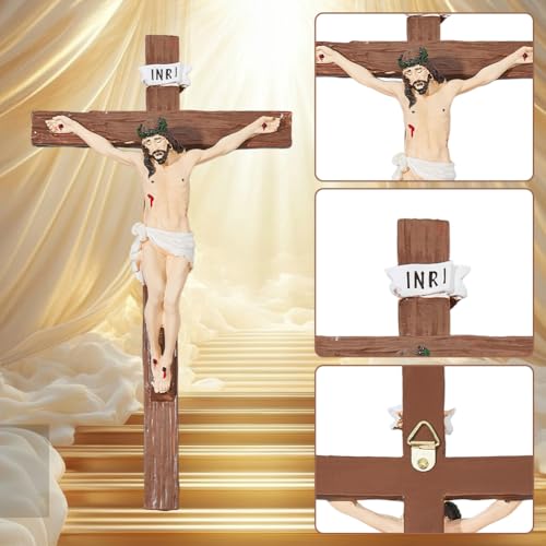 DICOSMETIC Kreuz Jesus An Der Wand 1cm Harz Wandkreuz Katholische Kreuzigung Für Wände Christus Religiöses Kreuz Weihnachten Ostern Geschenk Für Zuhause Und Büro Dekor