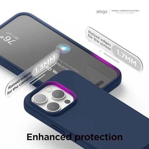 Image of elago Compatible with iPhone 15 Pro Case, Liquid Silicone Case, Full Body Protective Cover, Shockproof, Slim Phone Case, Anti-Scratch Soft Microfiber Lining, 6.1 inch (Jean Indigo)