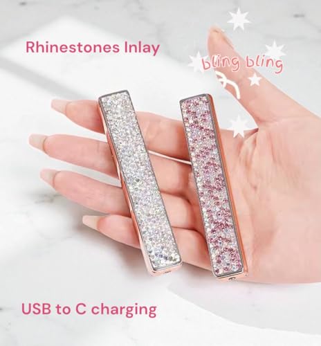 Encendedor USB Recargable Lujo Rhinestone 2-Pack Blanco miniatura 5