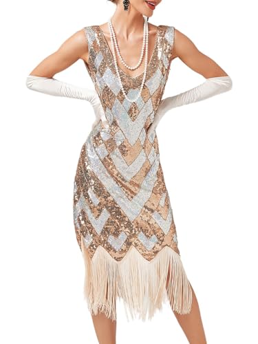 Robe Charleston à paillettes style années 20 sans manches pour cocktail rétro - 2