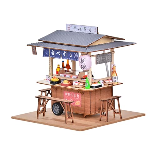 Scène miniature sushis en bois motifs détaillés