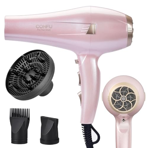Image of CONFU Hair Dryer, Professional Ionic Salon Blow Dryer with Diffuser for Women and Men, 5X Fast Drying, Powerful and Quiet Hair Blow Dryer for Fast & Easy Styling (1875 Watts)