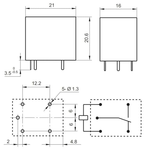 Relais électromécanique SR-PS-S12D 12V 5 broches miniature monostable