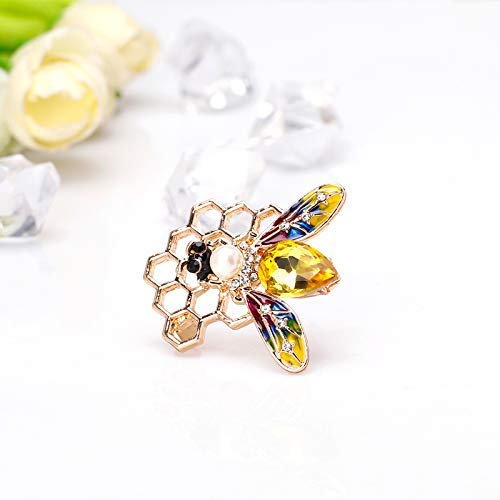 Image of PULABO Honey Bee Brooches,Fashion Pearl Rhinestone Brooch Pin 1.1inchx0.9inch Superiora€‚Quality and Creative Durable, Assorted Color