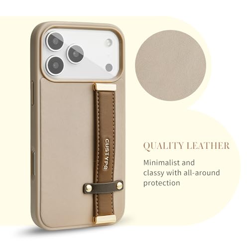 CUSTYPE Compatible with iPhone 17 Pro Case with Adjustable Wristband Strap Kickstand,handstrap Grip Loop Strap Leather Case for Women Girl for iPhone 17 Pro 6.3inch-Brown by CUSTYPE - Used condition - Image 2