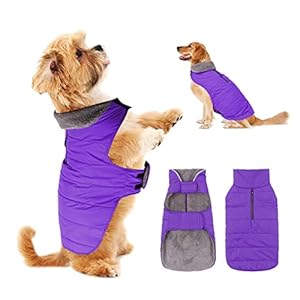 PPET Dog Cold Weather Coats Waterproof Windproof Winter Dog Jacket,Thick Padded Warm Coat Vest Snowsuit Warm Dog Apparel for Small Medium Large Dogs with Furry Collar (Purple, X-Small)