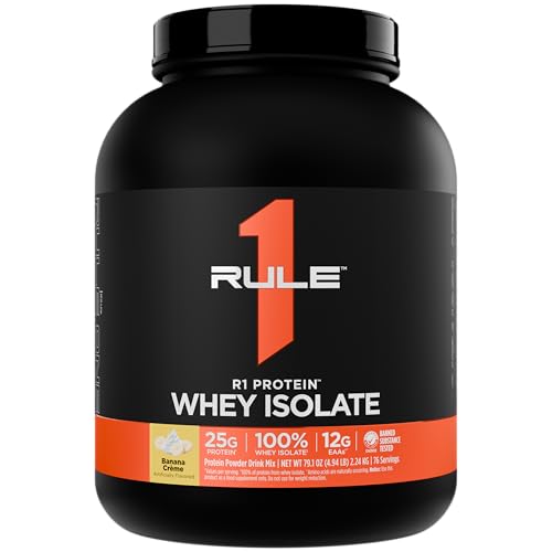 Image of Rule 1 Proteins R1 Protein Whey Isolate - with 25g Protein & 6g BCAA Exclusively from Isolated & Hydrolyzed Sources for Workout Recovery (5 Pounds, Banana Creme)