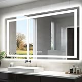 EchosLife Espejos de baño LED de 55 x 30 pulgadas para pared, espejo inteligente de 3