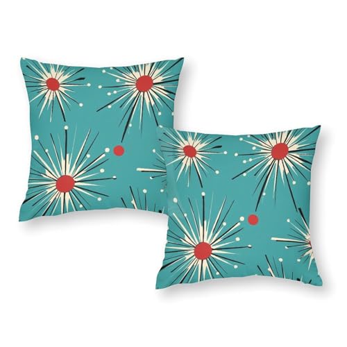 HDESDIS 2 Packs Atomic Retro Theme Throw Pillow Covers for Living Room, Mid Century Vintage Art Deco Pillow Covers Cushion Case for Couch Sofa Bed, 18x18 inch