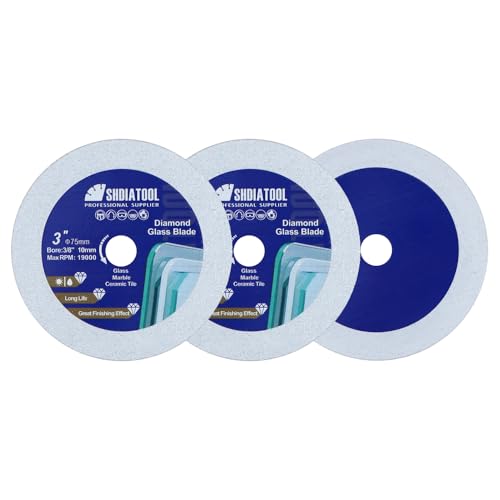 SHDIATOOL Disco Diamantado para Vidrio 75mm Hoja de Sierra, Disco de Corte Ultra-Fino para Azulejos, Cerámica, Porcelana, Mármol 75mm (3 del Pack)
