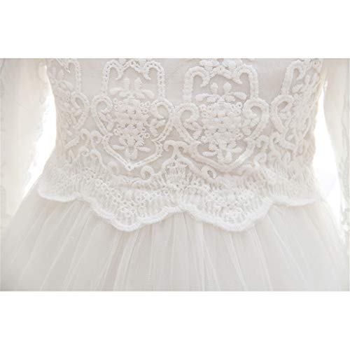 Baby Girls Long Sleeve Christening Dress Classic Embroidered Baptism Tulle Dress With Bonnet Ivory Size 3M #TOP4