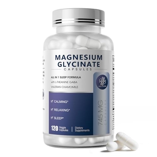 iMATCHME Magnesium Glycinate 850mg Capsules with L-Theanine, Chamomile & GABA for Sleep, Calmness...