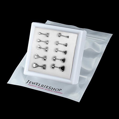 Jewelrieshop Cartilage Tragus Earring Stainless Steel Stud Piercing Earring Flat Back Earrings Stud Flatback Screw Back Earrings For Women Girl Men (16G, 6Mm Bar Length, 3Mm-7Mm Cz, 5 Pairs) #TOP6