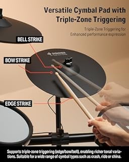 Donner Mute Cymbal for Electronic Drum Set, 13-inch Triple-Zone Crash/Ride Cymbal for Electric Drum Kit, 3 Zone E Cymbal for Digital Drum (CYB-13T)