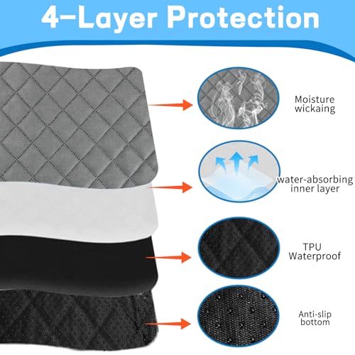 Image of Washable Pee Pads for Dogs (2 Pack) - Large, Waterproof Reusable Puppy Training Pads for Crate, Bed, Travel, Incontinence, Dog Potty Mat for Puppies (Grey) (27.5 inchX39 inch)