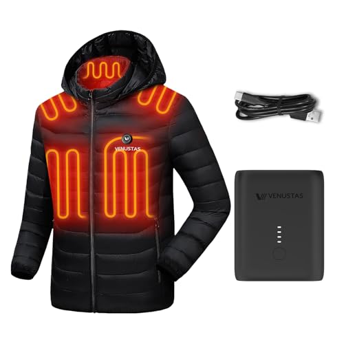 Venustas Unisex Heated Jacket (Size Small), and an Extra Ultra-Compact 4800mAh Battery Pack