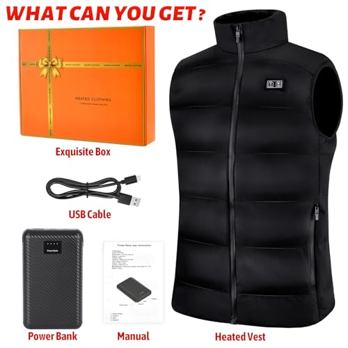 GYIPFIPA Rechargeable Heated Vest for Men with 11-17 Heating Zones and 16000mAh Battery