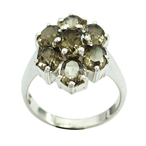 Quartz fumé naturel ovale pendentif mixte homme femme bague