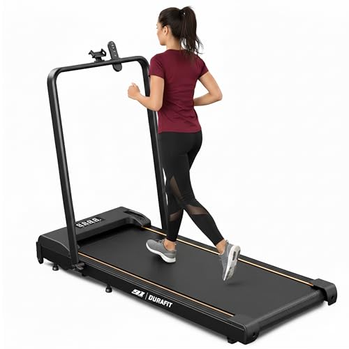 Durafit91 Compact 2.5HP Peak BLDC Motor Treadmill with Mobile Stand & Remote Control | 120 kg User Capacity | 6 km/h Max Speed | LED Display with Fold
