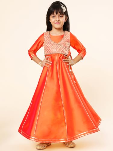 Image of A.T.U.N. (ALL THINGS UBER NICE) Girls Woven Design Gota Jacket Maxi Anarkali Gown