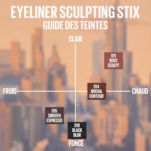 Maybelline New York - Eyeliner 2-en-1 - Avec Pinceau Biseauté et Pointe Précise 1,5 mm - Résistant à la Transpiration - Tenue Longue Durée 24H - Sculpting Stix - Teinte : 015 Smooth Espresso