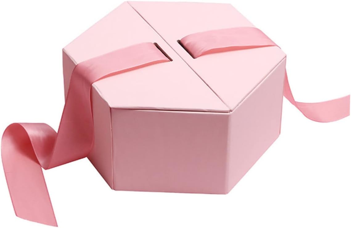 TOVINANNA Hexagonal Birthday Gift Box Paper Present Case Pink Storage