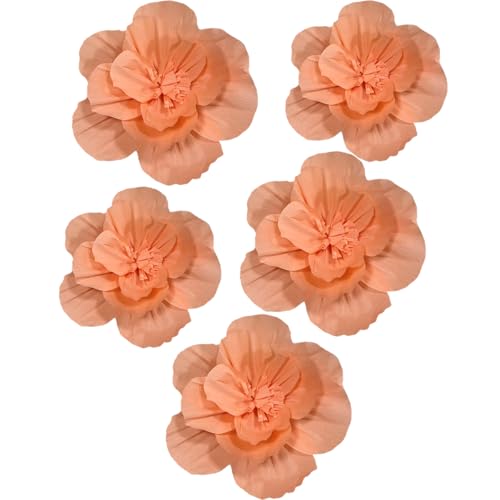 Meeom 5 peças de papel crepe champanhe 20,32 cm 30,5 cm flores de papel decoração de flores feitas à