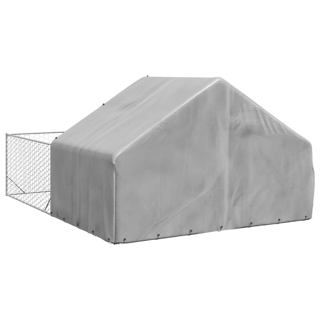Rantry Cuccia per Cani da Esterno con Recinto 4x3x1,9m Acciaio Zincato, Gabbia Cane Gabbia per Cani da Interno Kennel per Cani Gabbie per Cani Recinto per Cani da Esterno