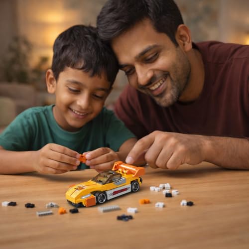 Image of STEM Racing Car Pull Back Building Blocks Set (74Pcs) | DIY Speed Car Toy for Kids 6+ Years (Boys & Girls) | Friction Powered Racing Toy | Creativity & Motor Skills Development