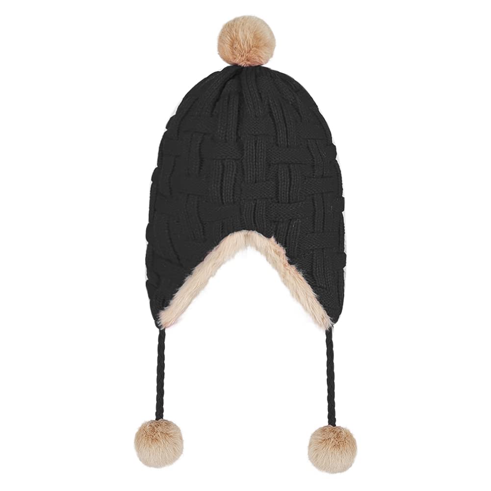 ITODA Chapkas Femme en Tricot Velours Chapeau de Trappeur Coupe-Vent Casquette Aviateur d'hiver avec Cache-Oreilles Protection des Oreilles Chapeau de Ski Chaud et Epaissir pour Sports en Plein air