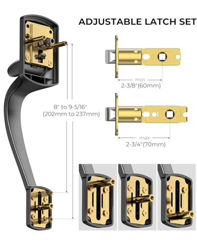 Image of Front Door Handle No Lock for Right & Left Handed Doors, Modern Exterior Door Handle with Reversible Lever, Lower Half Grip, Steel Gray