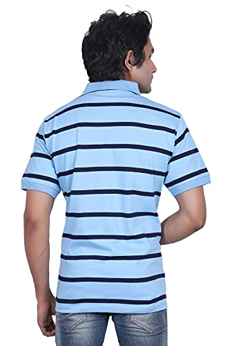 Image of Particle Men's Plus Size Big Size Cotton Polo Collar T-Shirt | Relaxed Fit Striped Half Sleeve | 100% Cotton 210 GSM | Smart Casual | Sizes 2XL-6XL | Breathable Summer Wear