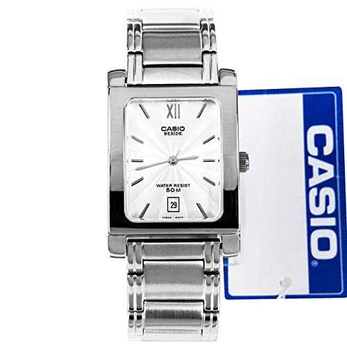 Casio Women's BEL100D-7AV Silver Stainless-Steel Quartz Watch with White Dial