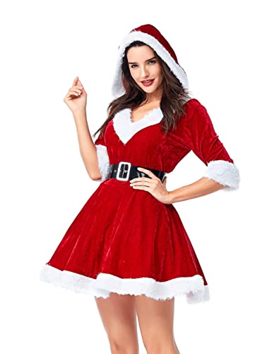 Colorful House Women's Sexy Mrs. Claus Costume, Plus Size V Neck Dresses (X-Large) #TOP3
