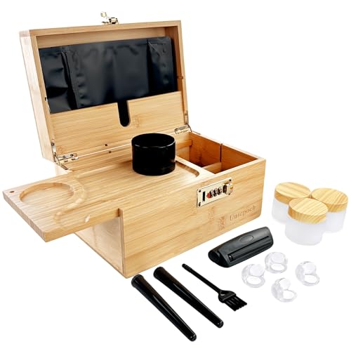 Uniepoch Large Bamboo Stash Box Combo Lock & 16Pcs Set |