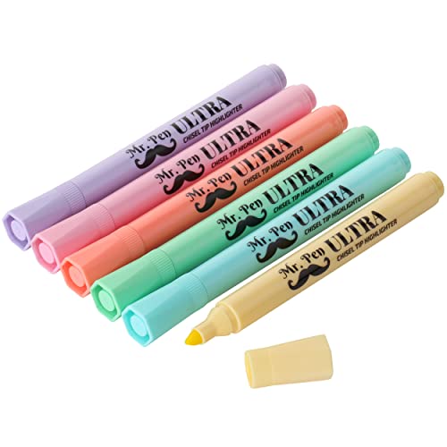 Mr. Pen- Pastel Highlighter, Tank Style, 6 Pack, Chisel Tip,...
