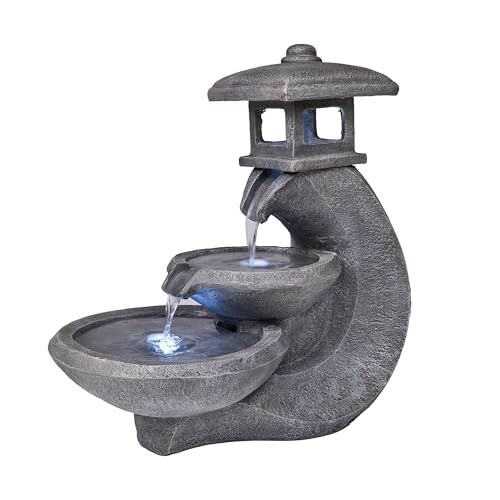 Pagoda Tiered Outdoor Fountain with 3 White LEDs by HI-LINE - Used condition - Image 4