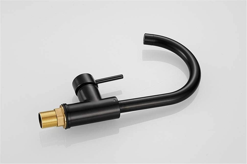 Kitchen Faucets Black Color Rotating Copper Crane Kitchen Sink Faucet Hot and Cold Water Vegetables Kitchen Mixer Tap with Aerator Single Handle,Black(Black)