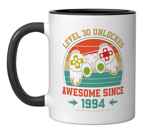 Taza cerámica retro gamer 32oz negra/blanca miniatura 1