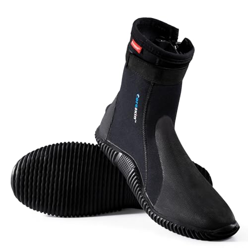 Coreskin Neoprene Dive Boots Zippered Premium 3mm with Anti-Slip Sole for Water Sports, Scuba Diving, Snorkeling, Rafting, Kayaking, Windsurfing(N-PM3mm11)