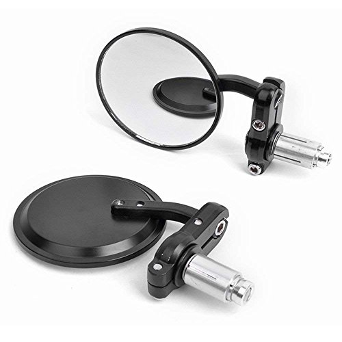 WASTUO Paire de rétroviseurs Embouts de Guidon universels pour Moto Noir 22 mm pour Honda Kawasaki Suzuki Yamaha Cover