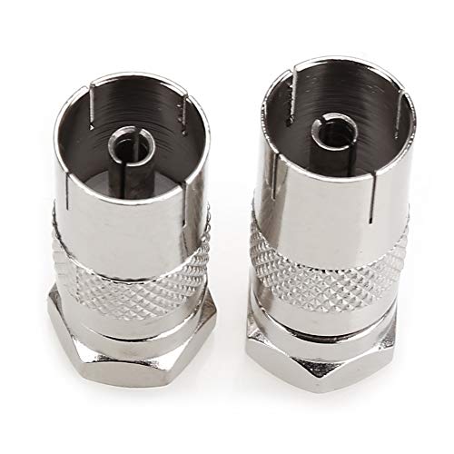 NANYI TV T/F Connecteur prise vers adaptateur dantenne coaxial RF Type F mâle vers 9,5TV femelle-argent-2P