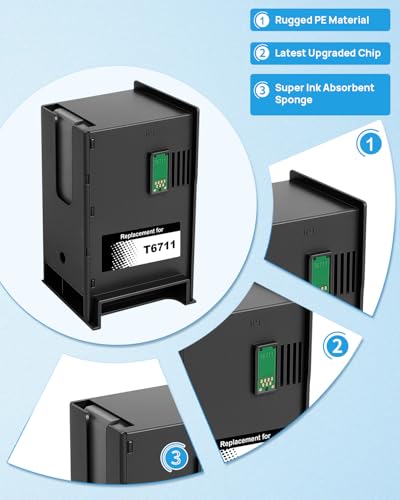 Yowell T6711 Tinten Wartungsbox Kompatibel für Epson T6711 für Epson ET-16500 Workforce WF-3520 WF-3540 WF-3620 WF-3640 WF-7110 WF-7710 WF-7715 WF-7720 WF-7210 WF-7777 WF-7510 WF-7610 WF-7620(T671100)