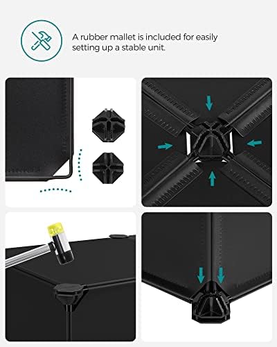 SONGMICS Zamykany stojak na buty, prostokątny organizer, 10-szczelinowy modułowy regał do przechowywania DIY, każdy moduł 40 x 30 x 17 cm, szafa z tworzywa sztucznego z drzwiami, czarny LPC10HV1