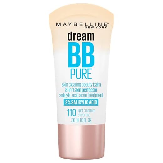 Maybelline Dream Pure Skin Clearing BB Cream, 8-in-1 Skin Perfecting Beauty Balm With 2% Salicylic Acid, Sheer Tint Coverage, Oil-Free, Light/Medium, 1 Count