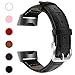Fitlink Bands Compatible Fitbit Charge 3 / Charge 3 SE for Women Men, Classic Genuine Leather Wristbands with Metal Connectors Replacement Bands Accessories for Fitbit Charge 3, Small and Large, Black