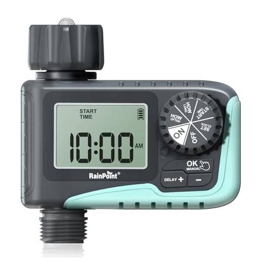 RAINPOINT Sprinkler Timer, Programmable Water Timer for Garden Hose, Outdoor Hose Timer with Rain Delay/Manual Watering System, Digital Irrigation Timer System for Yard, Lawns, 1 Outlet