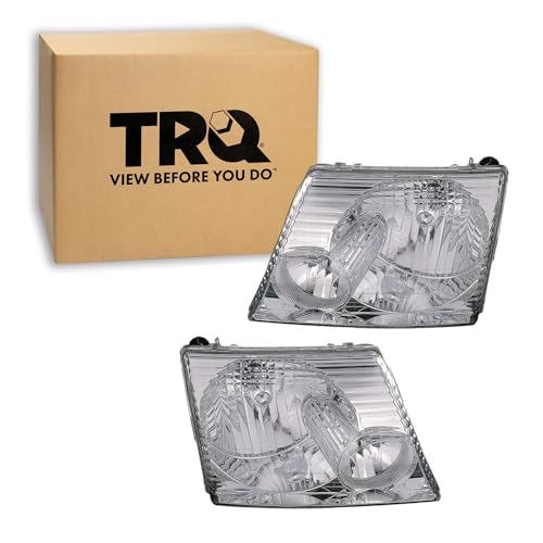 Image of TRQ Headlight Assembly Set FO2502176 FO2503176 Compatible with 2002-2005 Ford Explorer