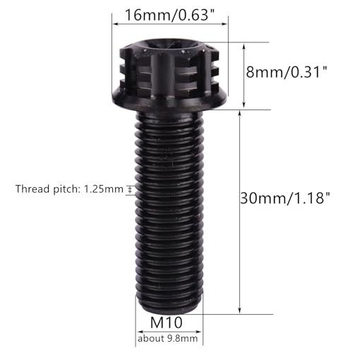 Image of 4Pcs Titanium Bolt Flange Torx Head M8 M10 x 20 25 30mm Screw Bolt for Motorcycle Car Modifications (Black, M10x30mm Pitch 1.25)