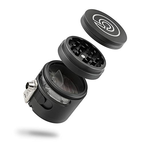 Tectonic9 Manual Herb Grinder Herbal Spice Electric Automatic Dispenser Large 2.5" Aluminum Alloy (Gray)